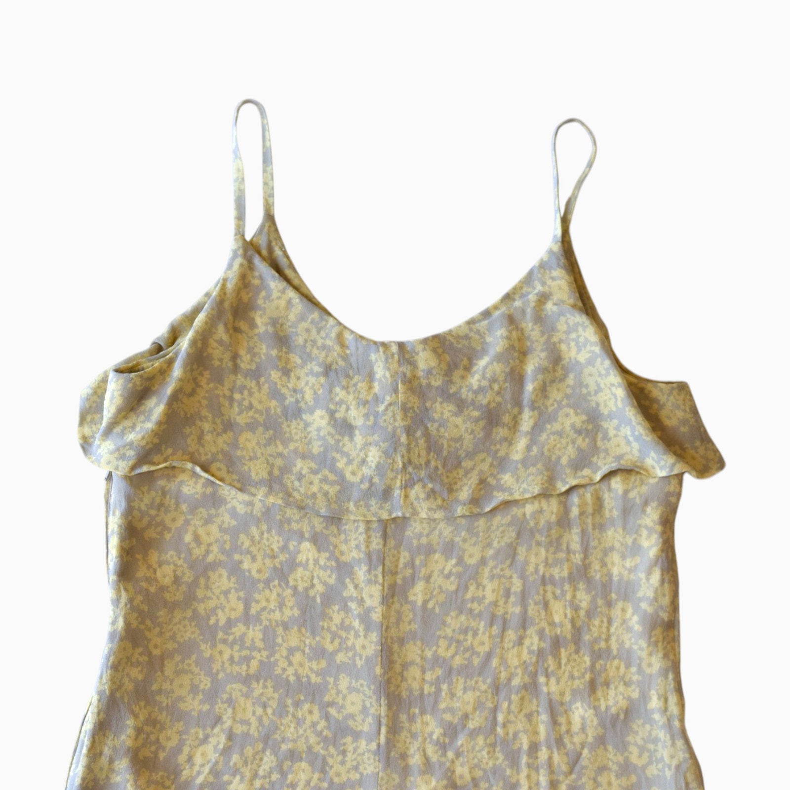 Vintage 90s Giorgio Armani Yellow Floral Silk Slip Dress Size 8 — image 5 of 5